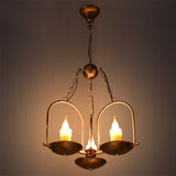 Metal Vintage Chandelier With Three-Lights Bronze Finish - Perfect For Dining Room Décor