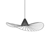 Black Wire Hat-Shaped Pendant Light For Restaurants - Simple Style