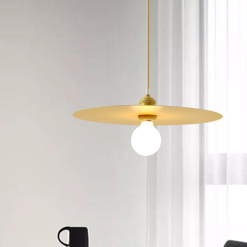 Macaron Pendant Light With Metal Disc Shade - Single Bulb Multi-Color Options
