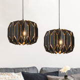 Contemporary Black/Silver Origami Hanging Lamp Metal One-Head Ceiling Pendant For Restaurants