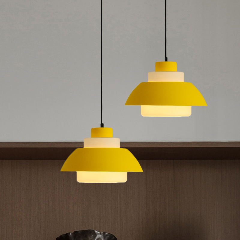Stylish Black/White Flared Shade Hanging Lamp - Macaron 1 Light Pendant For Dining Room