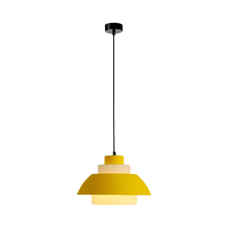 Stylish Black/White Flared Shade Hanging Lamp - Macaron 1 Light Pendant For Dining Room