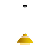 Stylish Black/White Flared Shade Hanging Lamp - Macaron 1 Light Pendant For Dining Room