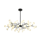 Frosted Black Branch Chandelier - Modern Metallic Suspended Light For Restaurant