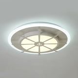 Nautical Style Metal Compass Flush Mount Ceiling Lamp In White Finish For Dining Room / Warm