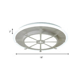 Nautical Style Metal Compass Flush Mount Ceiling Lamp In White Finish For Dining Room