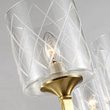 Elegant Gold Grid Cylinder Shade Chandelier For Study Room