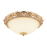 14/16 W Led Flushmount Classic Style Gold Ceiling Light Fixture With Opaline Glass Cloche