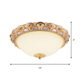 14/16 W Led Flushmount Classic Style Gold Ceiling Light Fixture With Opaline Glass Cloche
