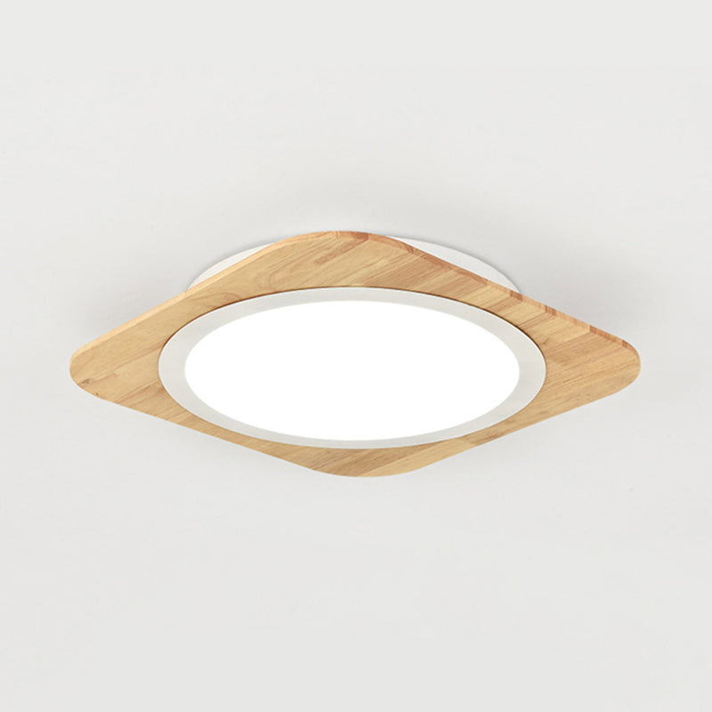 Wooden Nordic Style Child Bedroom Ceiling Lamp In Beige