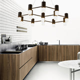 Black Metal Honeycomb Chandelier - Modern Hanging Light For Restaurant Or Cottage 13 /