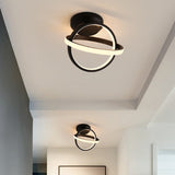 Minimalist Led Flush Mount Ceiling Light - Crossed Rings Design In Black/White