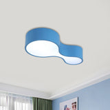 Colorful Led Flush Mount Lamp For Kids Corridors - Red/Yellow/Blue Finish With Gourd Acrylic Shade