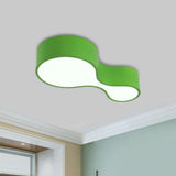 Colorful Led Flush Mount Lamp For Kids Corridors - Red/Yellow/Blue Finish With Gourd Acrylic Shade