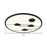Circle Kindergarten Led Ceiling Light With Moon & Cloud Design - Flush Mount Acrylic Cartoon Fixture