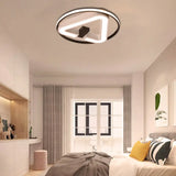 19/22 Triangle Bedroom Ceiling Lamp Acrylic Led Flush Mount Light Fixture In Black/White