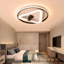 19’/22’ Triangle Bedroom Ceiling Lamp Acrylic Led Flush Mount Light Fixture In Black/White
