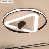 19’/22’ Triangle Bedroom Ceiling Lamp Acrylic Led Flush Mount Light Fixture In Black/White