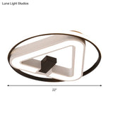 19’/22’ Triangle Bedroom Ceiling Lamp Acrylic Led Flush Mount Light Fixture In Black/White