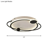 19’/23.5’ Modern Metallic Led Flush Mount Lamp In Black With Warm/White Light