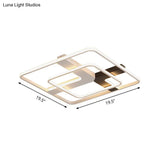 19.5’/23.5’ Wide Acrylic Square Flushmount Led Ceiling Lamp In White Light