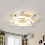 19.5/23.5 Wide Rudder Led Flushmount Light - Kids Acrylic Blue/White Ceiling Fixture Warm/White