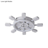 19.5’/23.5’ Wide Rudder Led Flushmount Light - Kids Acrylic Blue/White Ceiling Fixture Warm/White