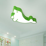 Kids Style Led Flush Mount Ceiling Fixture - Red/Blue/Green Acrylic Lighting For Drawing Room Green