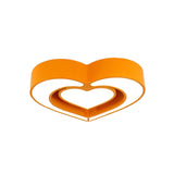 Kids Acrylic Dual Loving Heart Led Flush Ceiling Light - Red/Yellow/Blue Mount Lamp For Bedroom