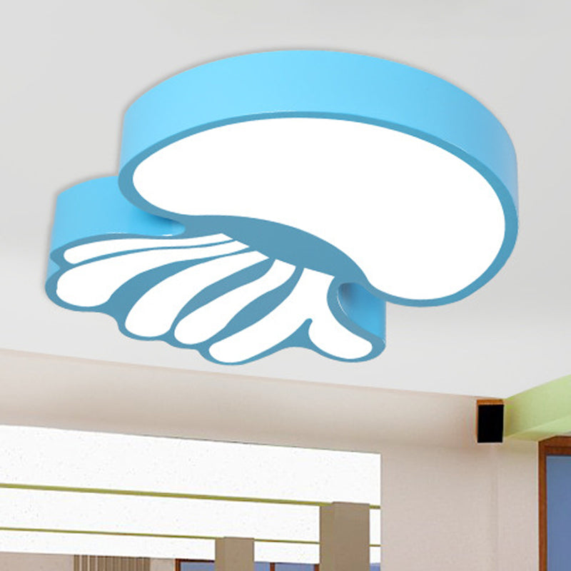 Jellyfish Blue Led Flushmount Light With Acrylic Shade In Warm/White