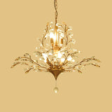 Rustic Crystal Suspension Pendant Light - Gold Tree Design 8-Bulb Chandelier Dining Table Ceiling