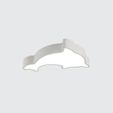 Dolphin Led Ceiling Light For Childrens Bedroom - White/Red/Yellow Acrylic Flush Mount Fixture