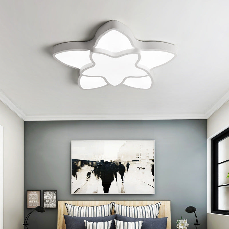 Cartoon Led Flush Mount Light: Vibrant 2-Star Acrylic Ceiling Lamp For Corridor And Kids Bedroom
