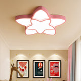 Cartoon Led Flush Mount Light: Vibrant 2-Star Acrylic Ceiling Lamp For Corridor And Kids Bedroom