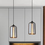 Smoke Gray Mini Pendant Light - Modern Glass Ceiling Fixture For Bars And Cafes With 1 Head