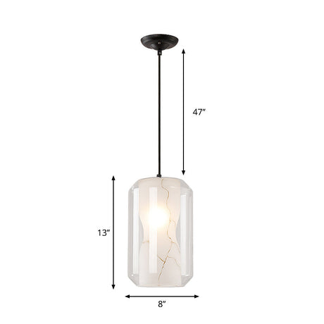 Modern Black Cylinder Pendant With 1-Light Clear Glass - 8/10 Wide
