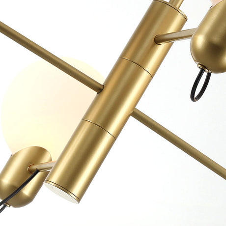 Adjustable 4-Light Round Chandelier: Post-Modern Glass Shade Hanging Light In Black/Gold