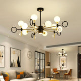 Modern Nordic Style Black Pendant Chandelier With 6/8 Lights And Globe Glass Shade 8 /