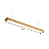 Nordic Style Aluminum Linear Pendant Lamp With Wood Accents - Led Ceiling Hang Light In 23.5/47/71