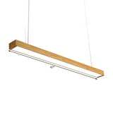 Nordic Style Aluminum Linear Pendant Lamp With Wood Accents - Led Ceiling Hang Light In 23.5/47/71