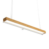 Nordic Style Aluminum Linear Pendant Lamp With Wood Accents - Led Ceiling Hang Light In 23.5/47/71