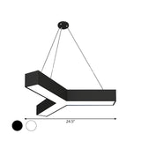 Modern Y-Shaped Gymnasium Led Ceiling Lamp In Black/White 14/18/24.5 W
