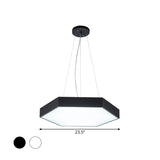 Metallic Honeycomb Led Pendant Light - Black/White Hanging Lamp Kit With Acrylic Diffuser