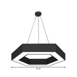 Modern Round Acrylic Led Pendant Light - 18 31.5 39 W Black Ceiling Lamp For Restaurants