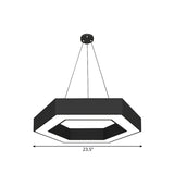 Modern Black Led Pendant Light - Hexagonal Acrylic Fixture 18/31.5/47 Wide