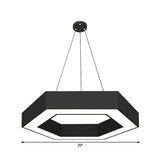 Modern Black Led Pendant Light - Hexagonal Acrylic Fixture 18/31.5/47 Wide