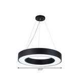 Sleek Black Hoop Pendant Light - 16/23.5/39 Wide Led Acrylic Ceiling Lamp