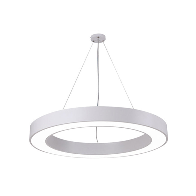 Modern Led Ceiling Lamp With Halo Ring Pendant Lighting In Black/White Acrylic Shade