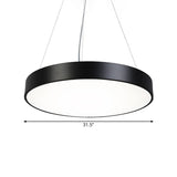 Black Round Plate Hanging Lamp Kit - Nordic Iron Led Pendant Light Fixture In Warm/White Various