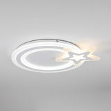 Circle Led Flush Mount Light - Simple Style With Star Acrylic Design Ceiling Lamp For Kindergarten